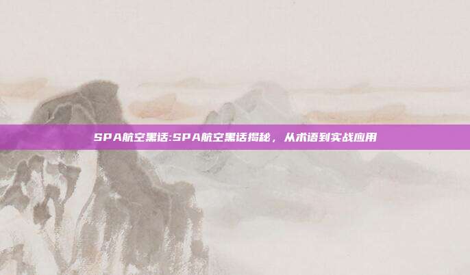 SPA航空黑话:SPA航空黑话揭秘，从术语到实战应用