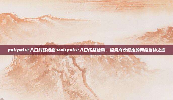 palipali2入口线路检测:Palipali2入口线路检测，探索高效稳定的网络连接之道