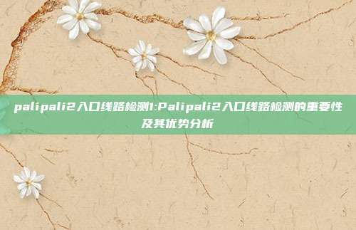 palipali2入口线路检测1:Palipali2入口线路检测的重要性及其优势分析